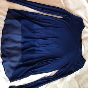 BCBG Maxazria Dark Blue Top with Sheer Bottom